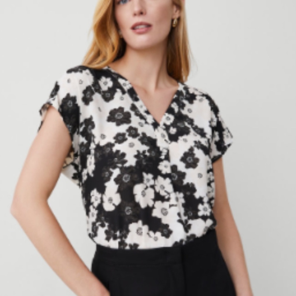 Ann Taylor Floral Mixed Media Top